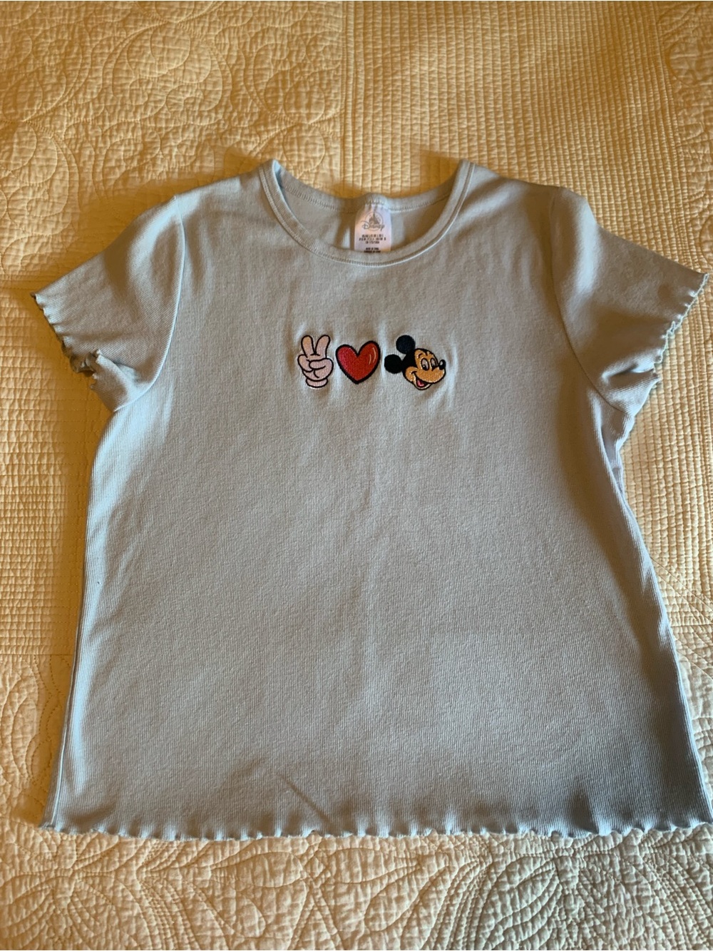 Official Disney Parks "Peace, Love, Mickey" Women's Ribbed Tee